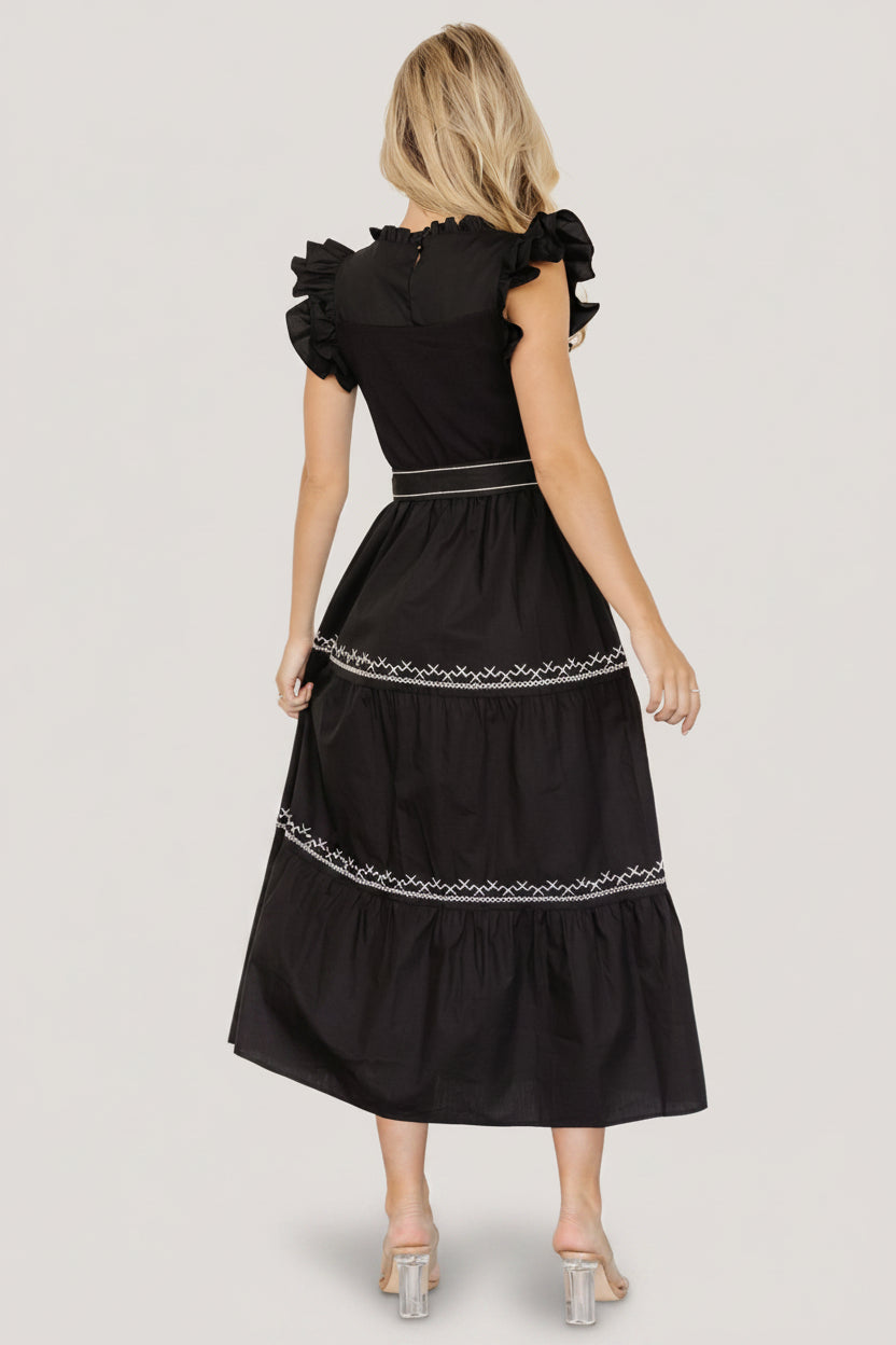 elisa embroidered fit & flare midi dress Elisa Dress – Dress the Population main image 1