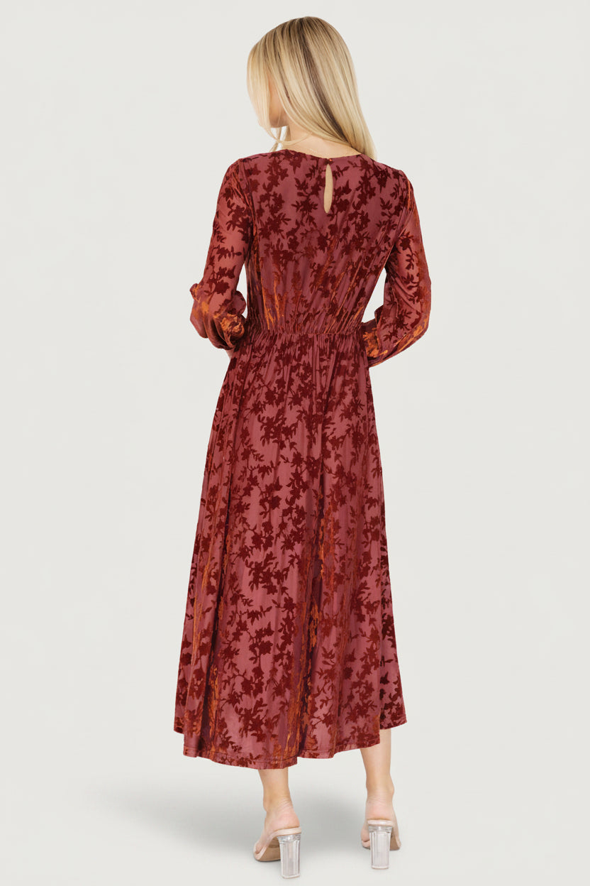 Thora Velvet Dress | Copper Floral