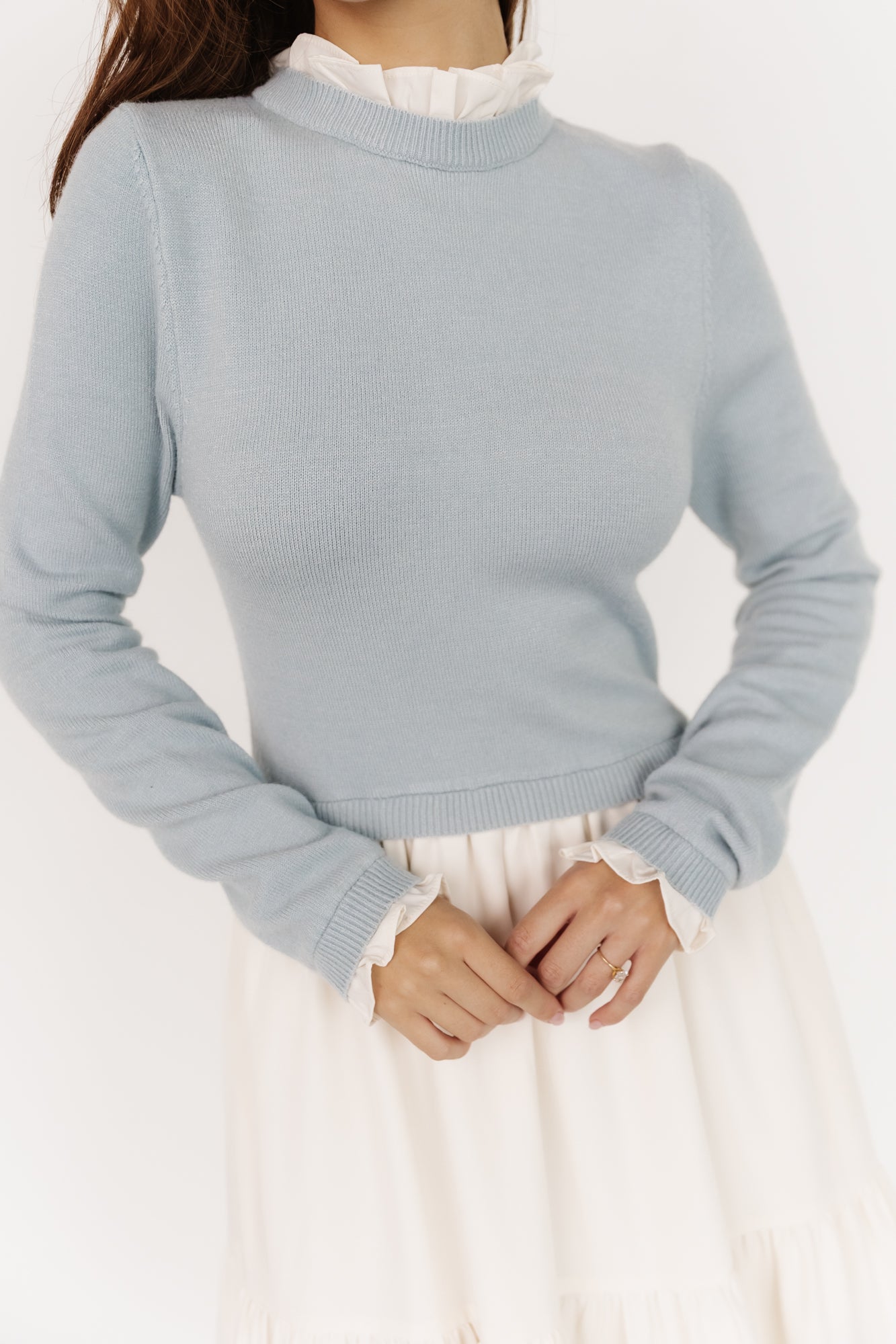 Sophie Sweater Dress — Light Blue & Ivory Maxi