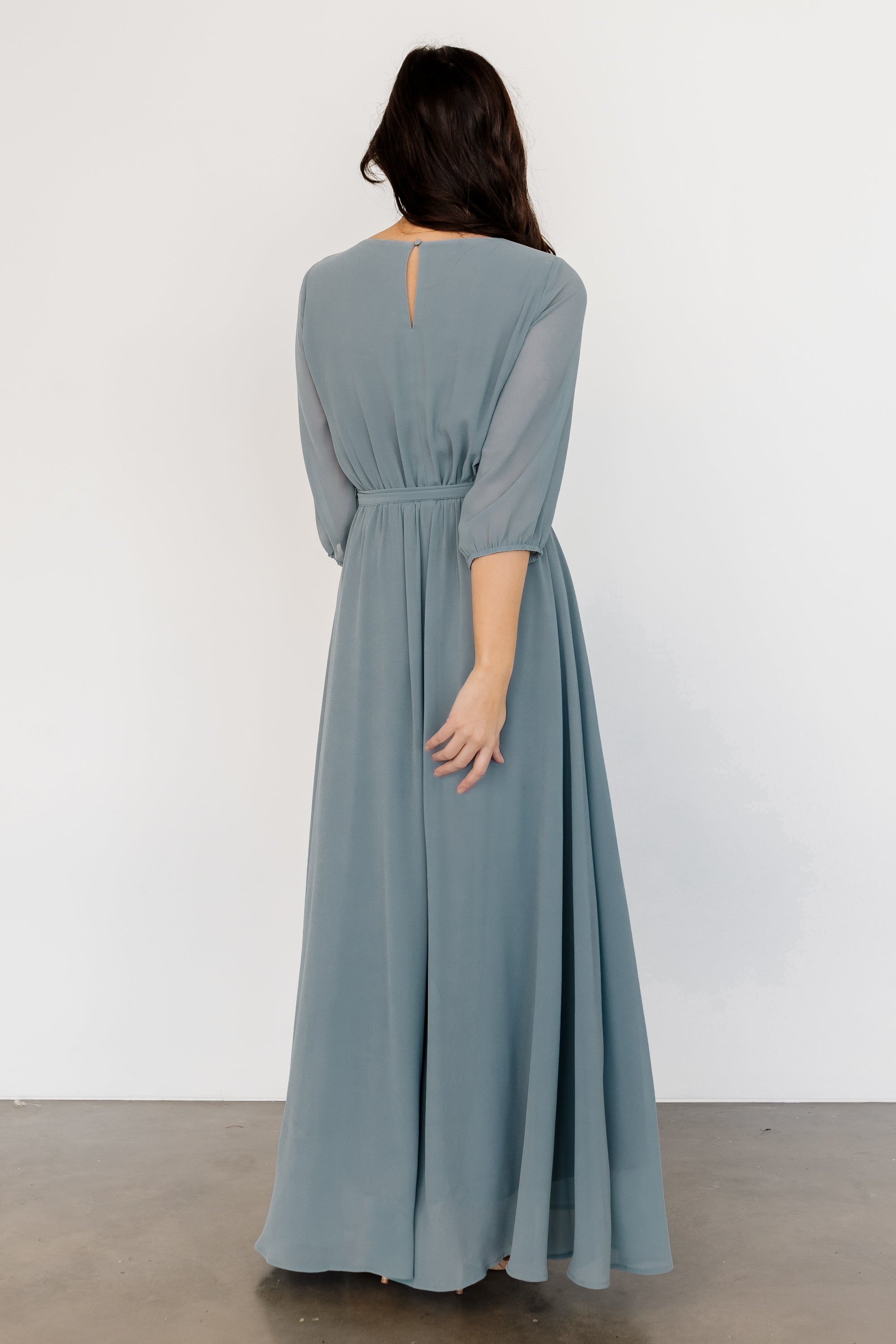 Rebecca Maxi Dress Dusty Blue Baltic Born