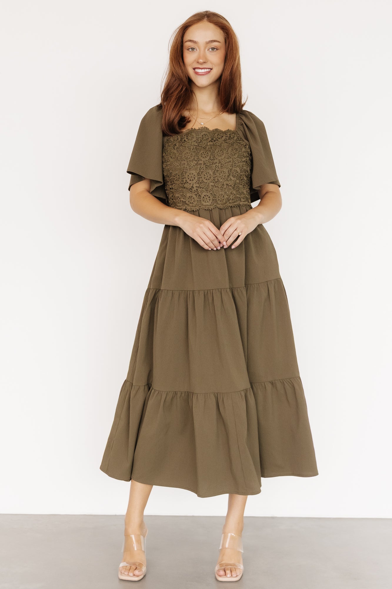 Fauna Lace Top Dress | Olive