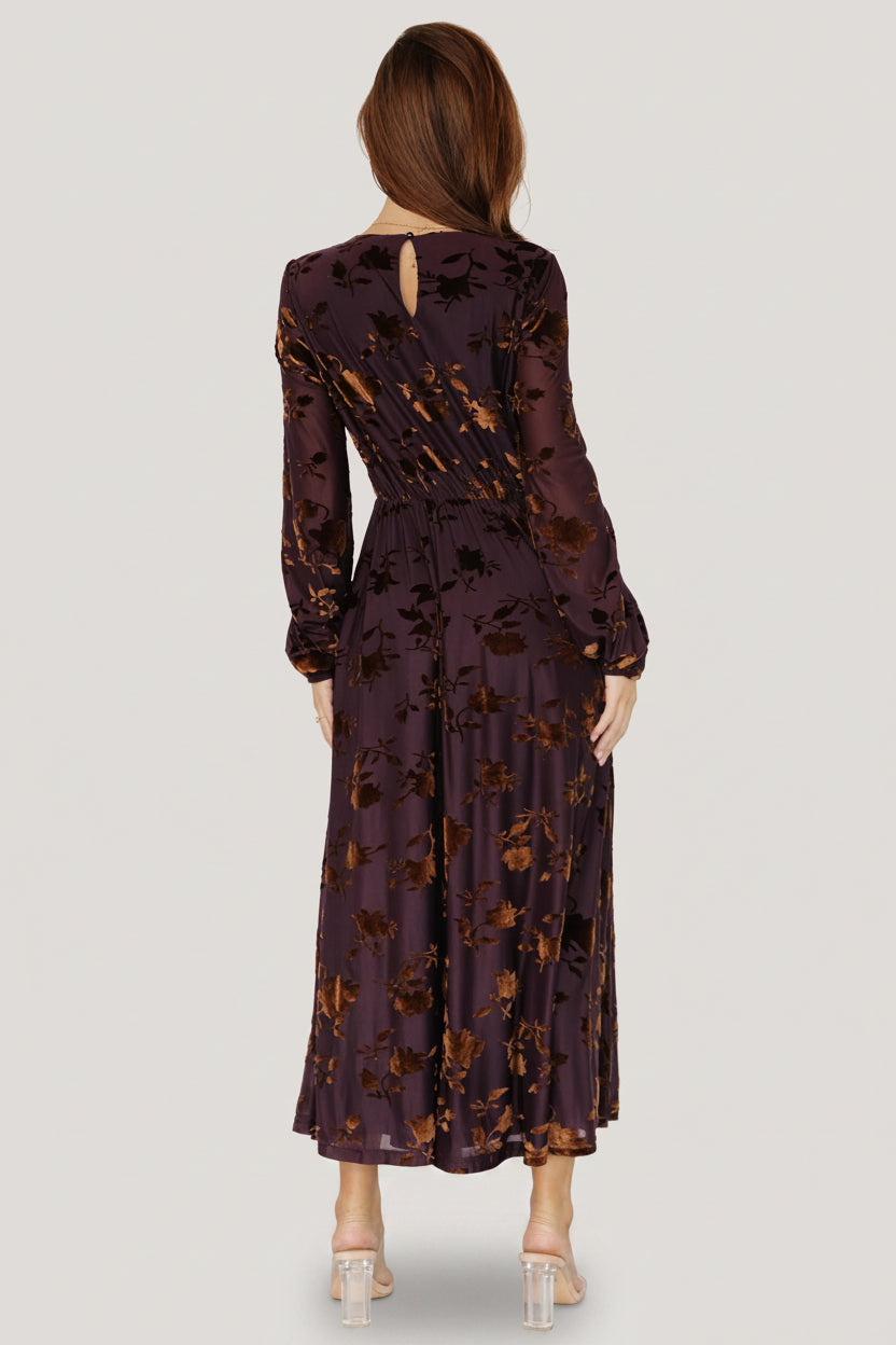 Thora Velvet Dress | Deep Plum + Bronze