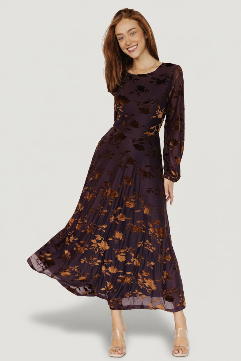 Thora Velvet Dress | Deep Plum + Bronze