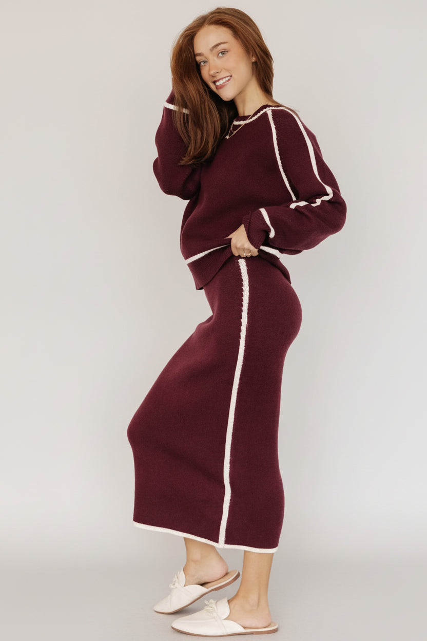 Ava Knit Sweater | Wine