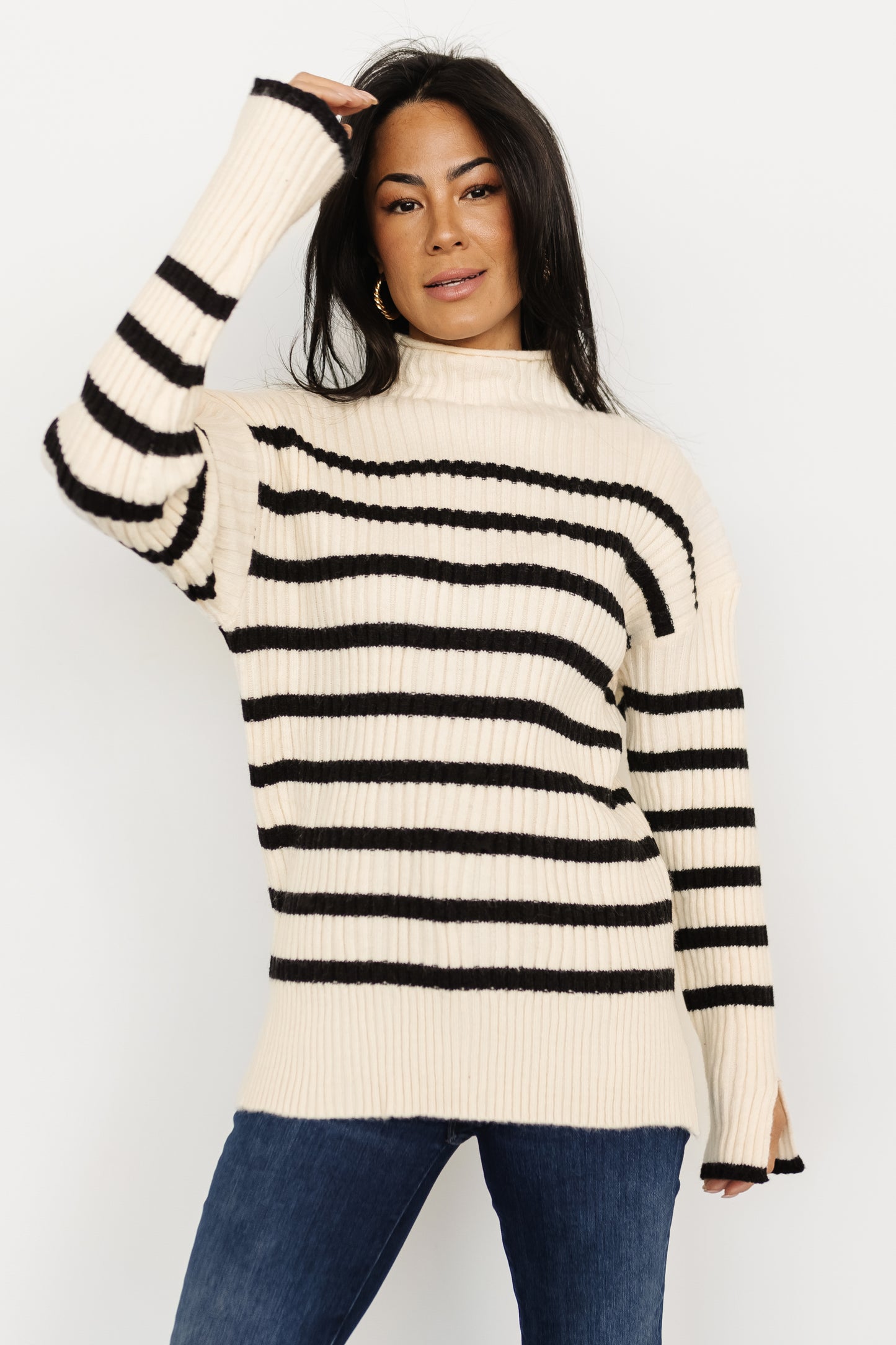 Landell Striped Sweater | Ivory + Black