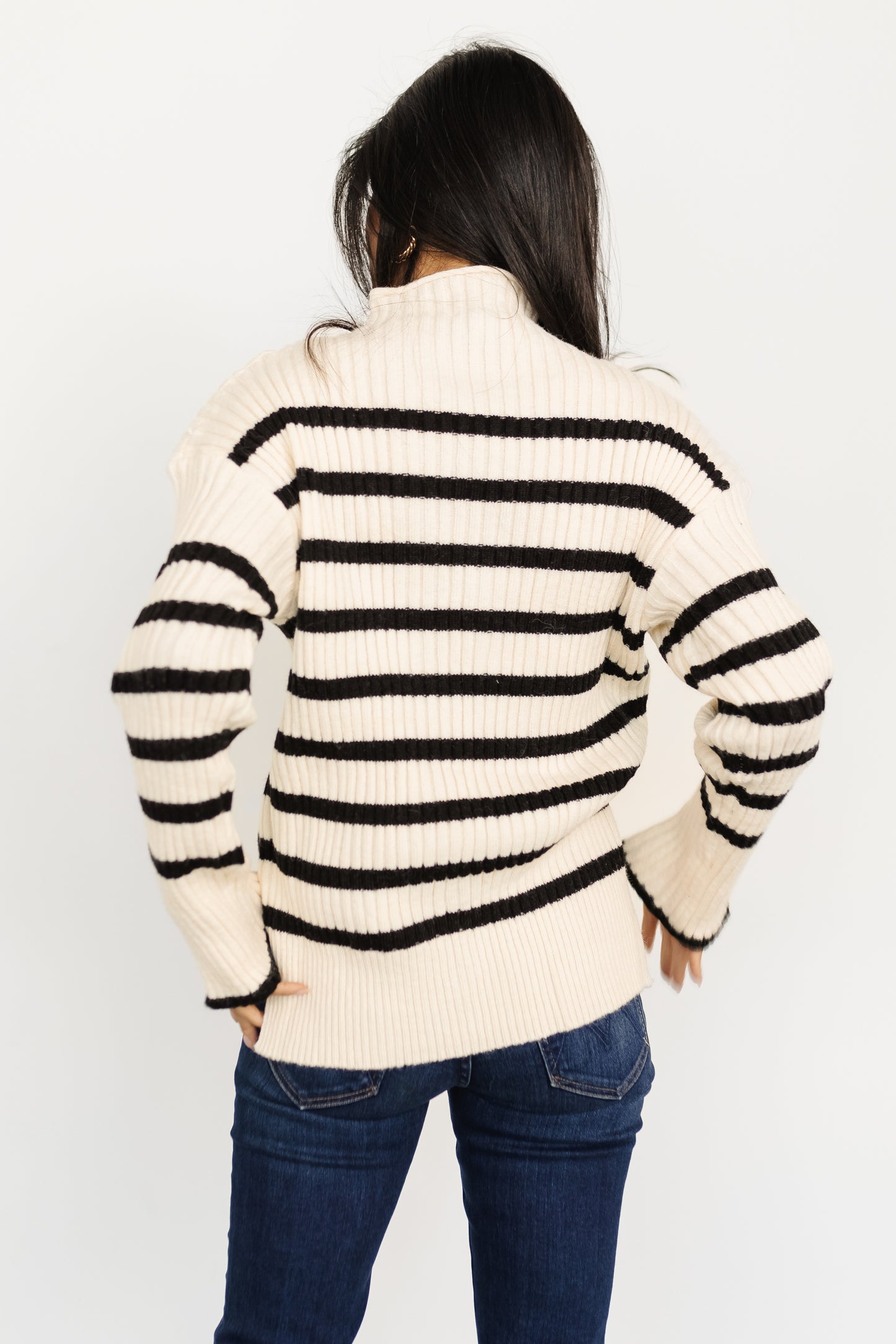 Landell Striped Sweater | Ivory + Black