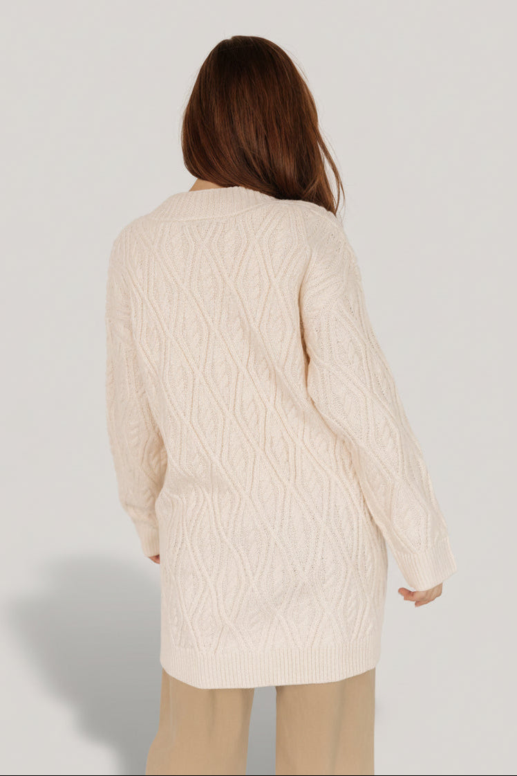 Alberta Cable Knit Cardigan | Cream
