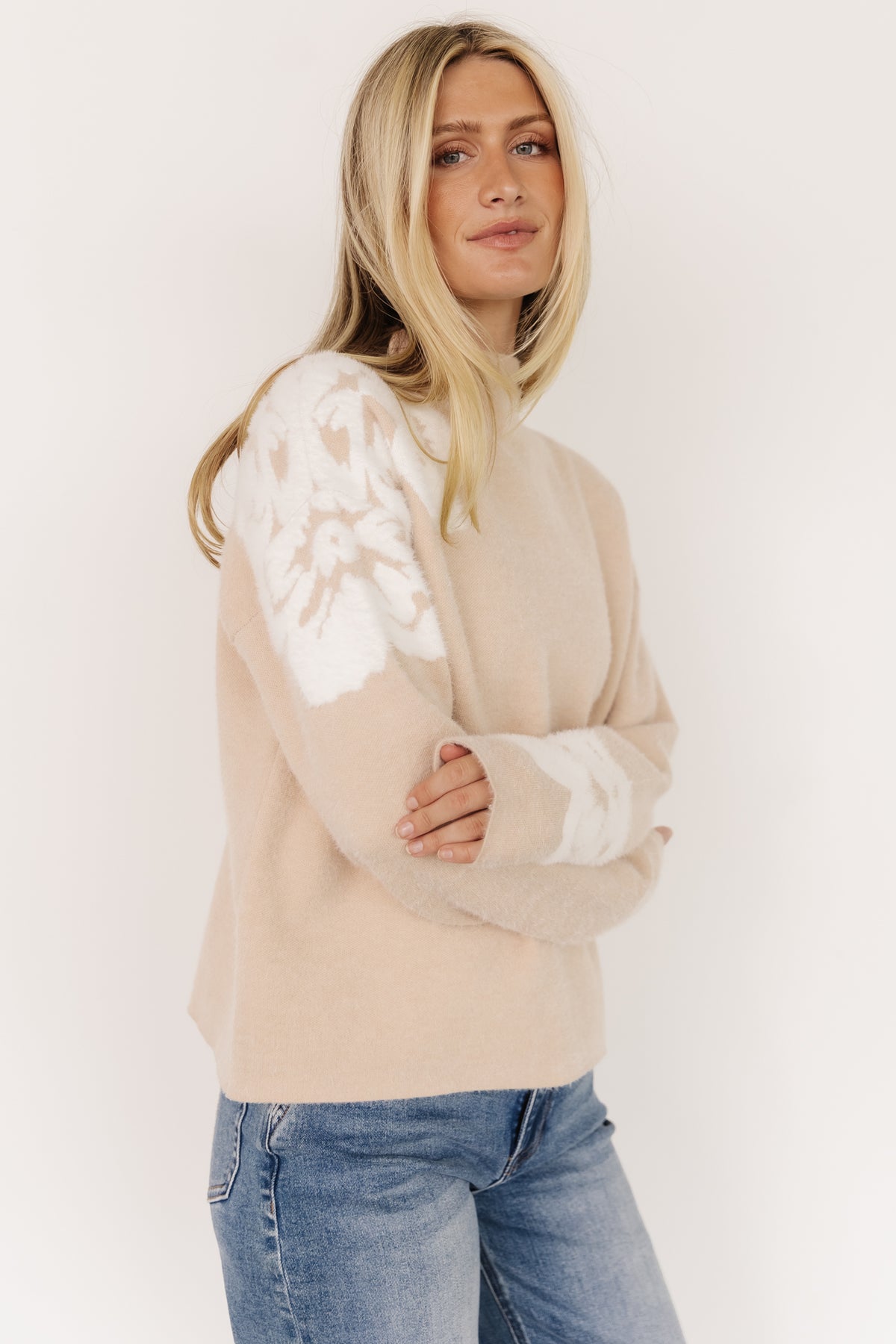 Oda Floral Sweater | Natural + Off White