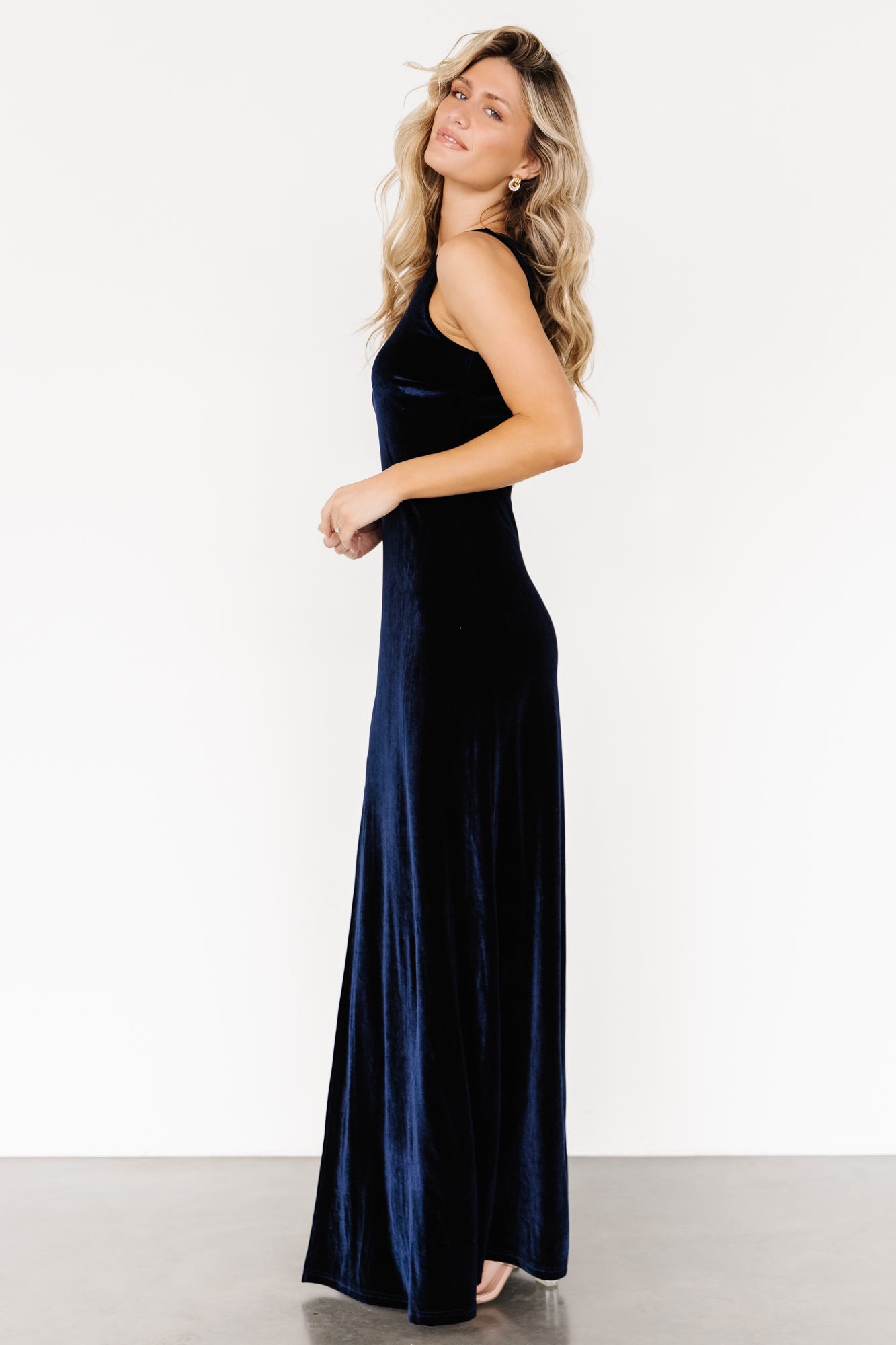 Tatiana Velvet One-Shoulder Maxi Dress Navy | Baltic Born XL Tatiana Velvet One-Shoulder Maxi Dress Navy | Baltic Born XL