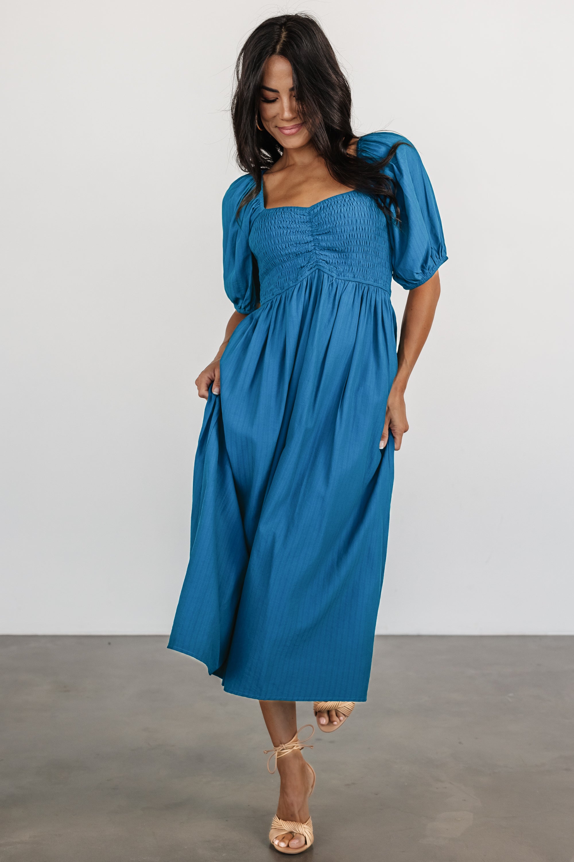Stefania Ribbed Midi Dress - Bordeaux