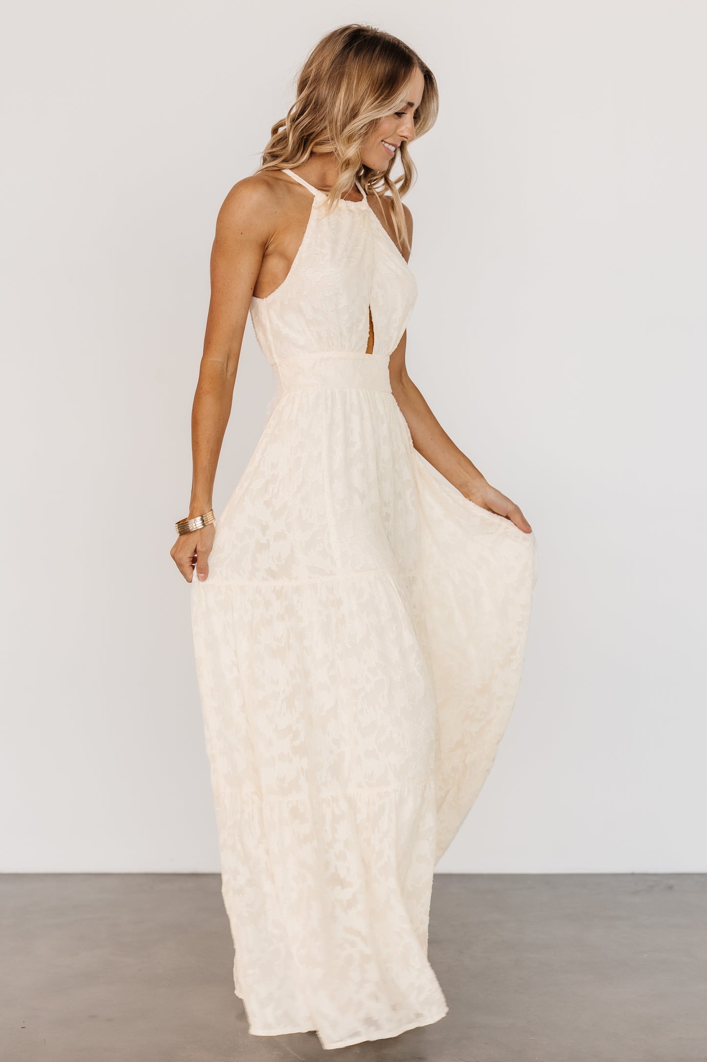 Eilish Embossed Maxi Dress | Cream