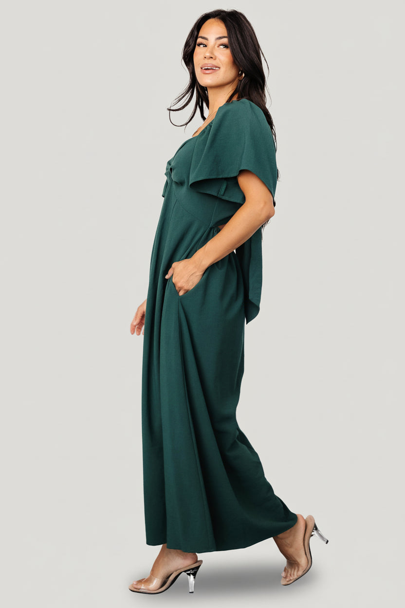 Baltic Born Womens Indie Back Tie Dress | Dark Green