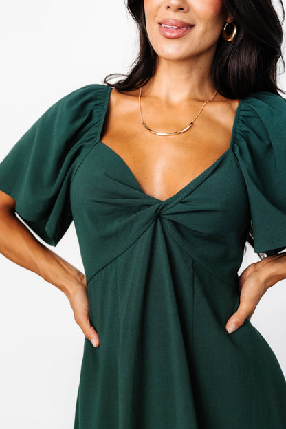 Indie Back Tie Dress | Dark Green