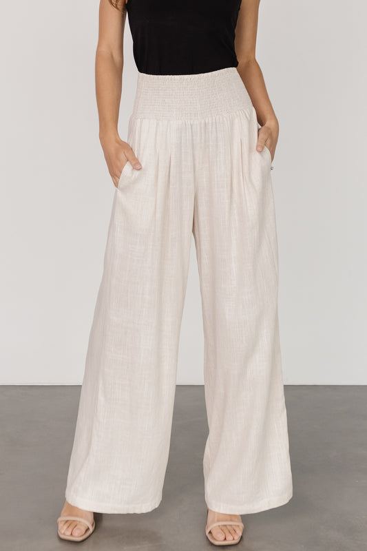 Parvati Smocked Waist Pants | Natural