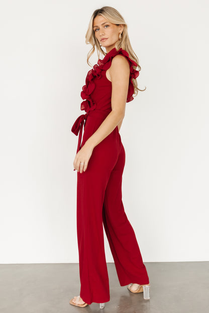 Tyra Ruffle Tank Jumpsuit | Burgundy