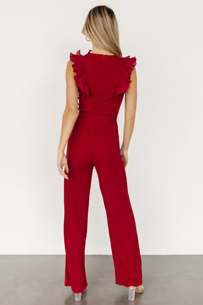 Tyra Ruffle Tank Jumpsuit | Burgundy