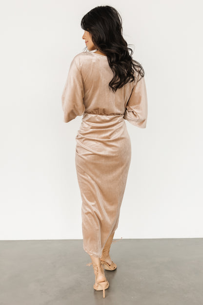 Brendyn Ruched Velvet Dress | Champagne