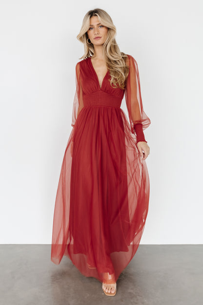 Layla Tulle Maxi Dress | Terracotta