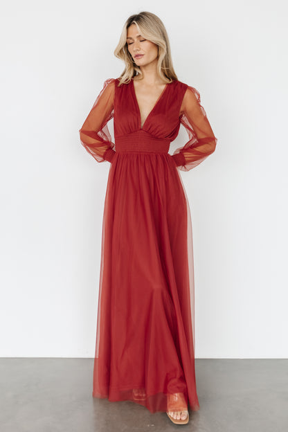 Layla Tulle Maxi Dress | Terracotta