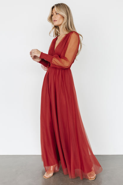 Layla Tulle Maxi Dress | Terracotta