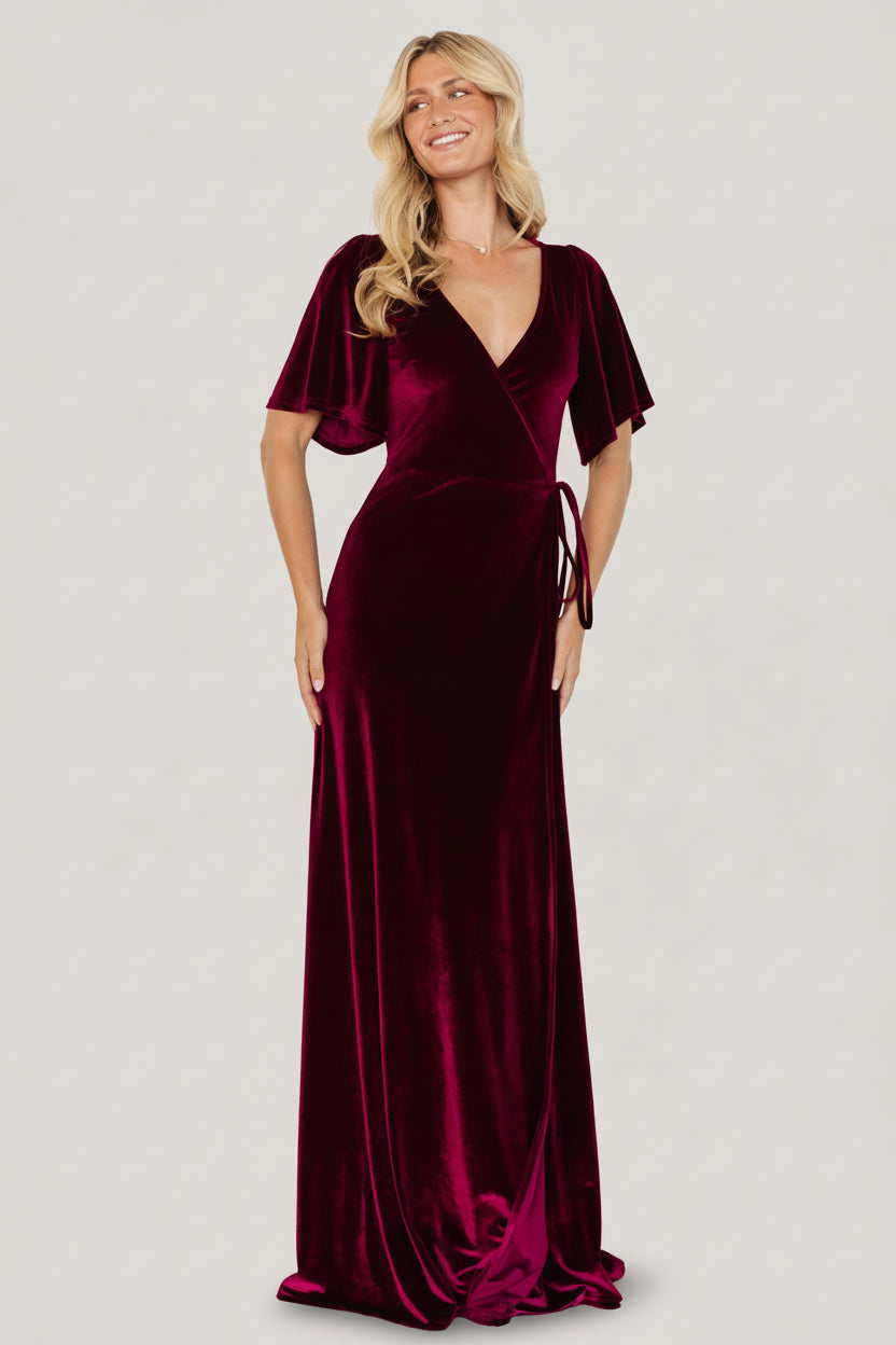 Baltic Born Womens Meghan Velvet Wrap Maxi Dress | Mulberry