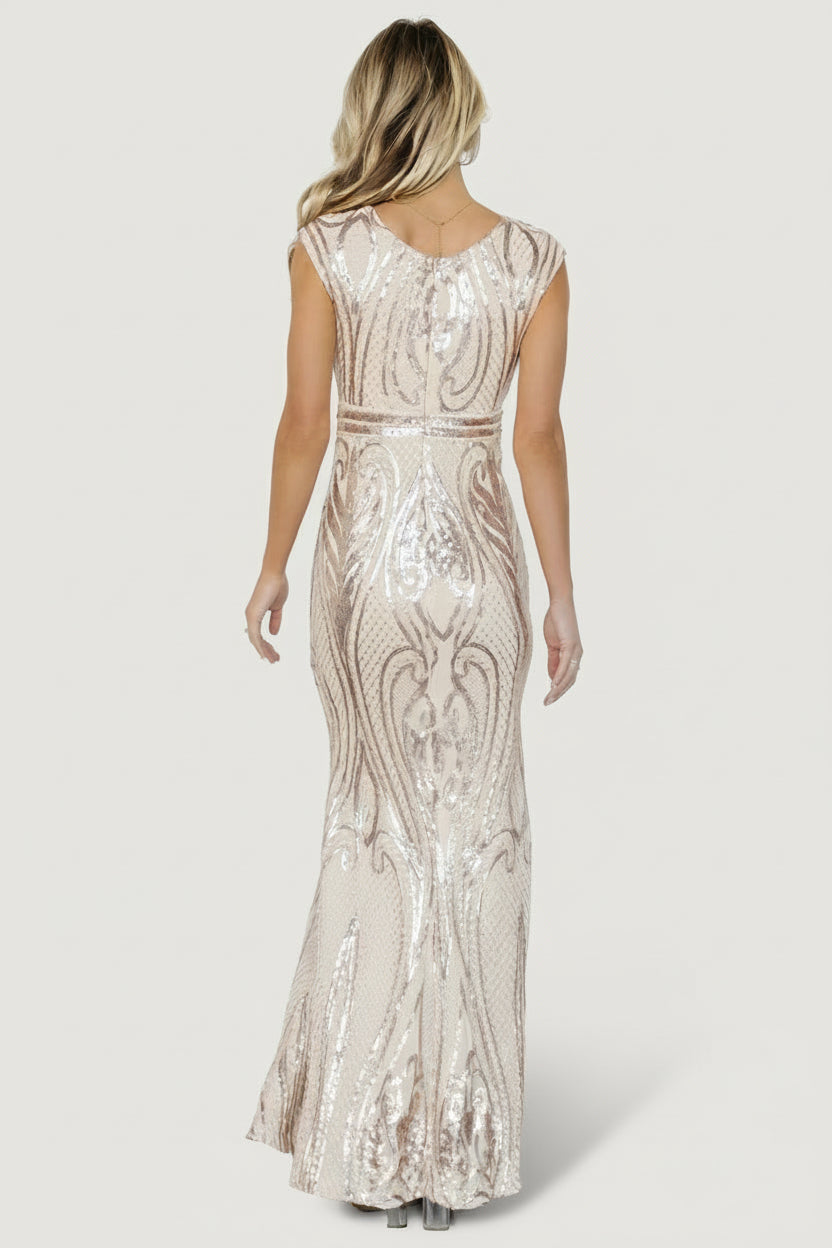 Alessia Sequin Gown | Champagne