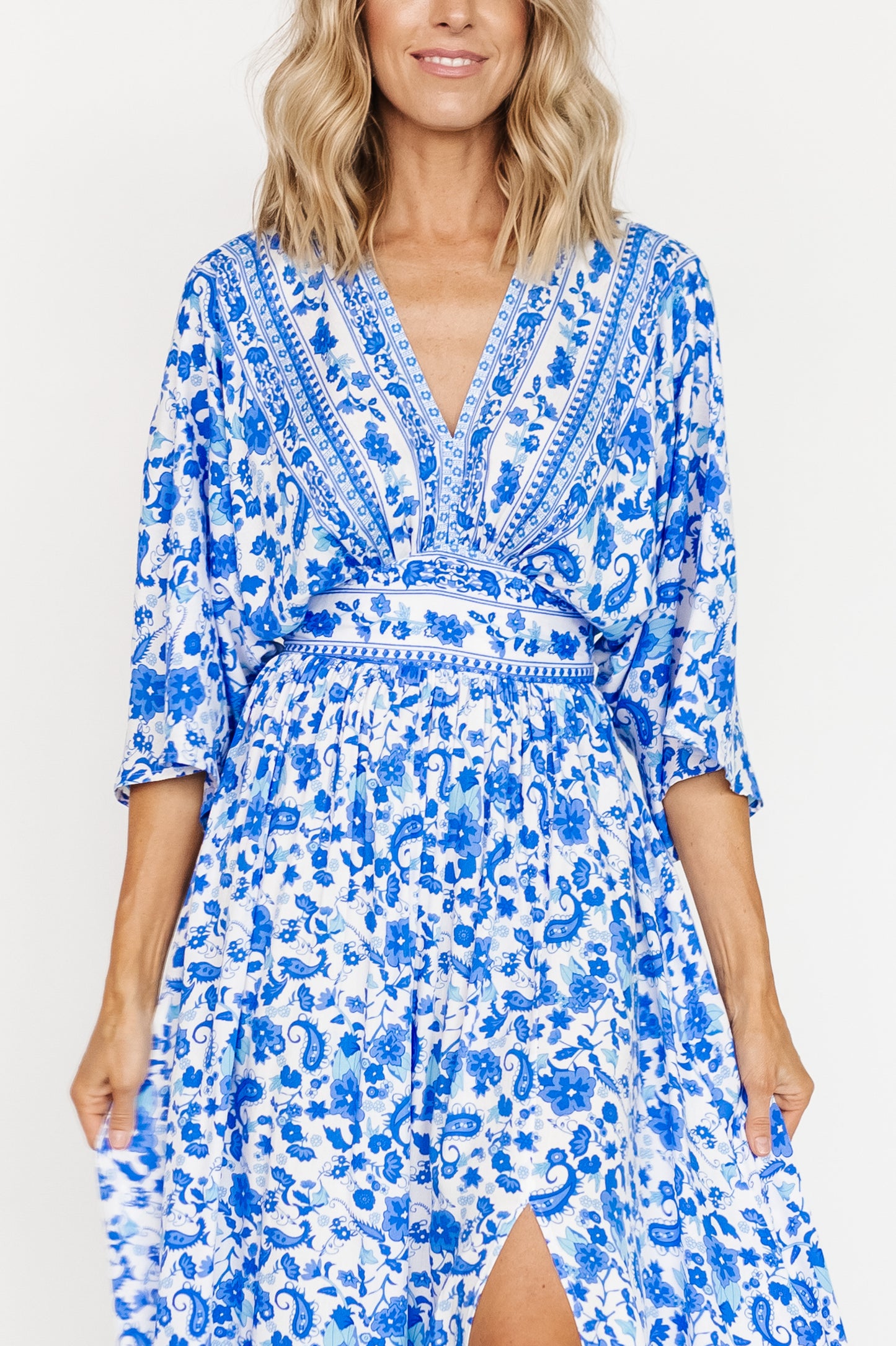 Watson Kimono Maxi Dress | Blue + White