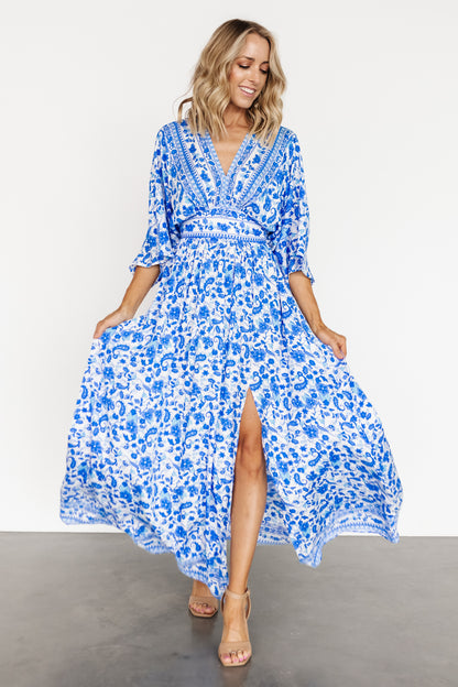 Watson Kimono Maxi Dress | Blue + White