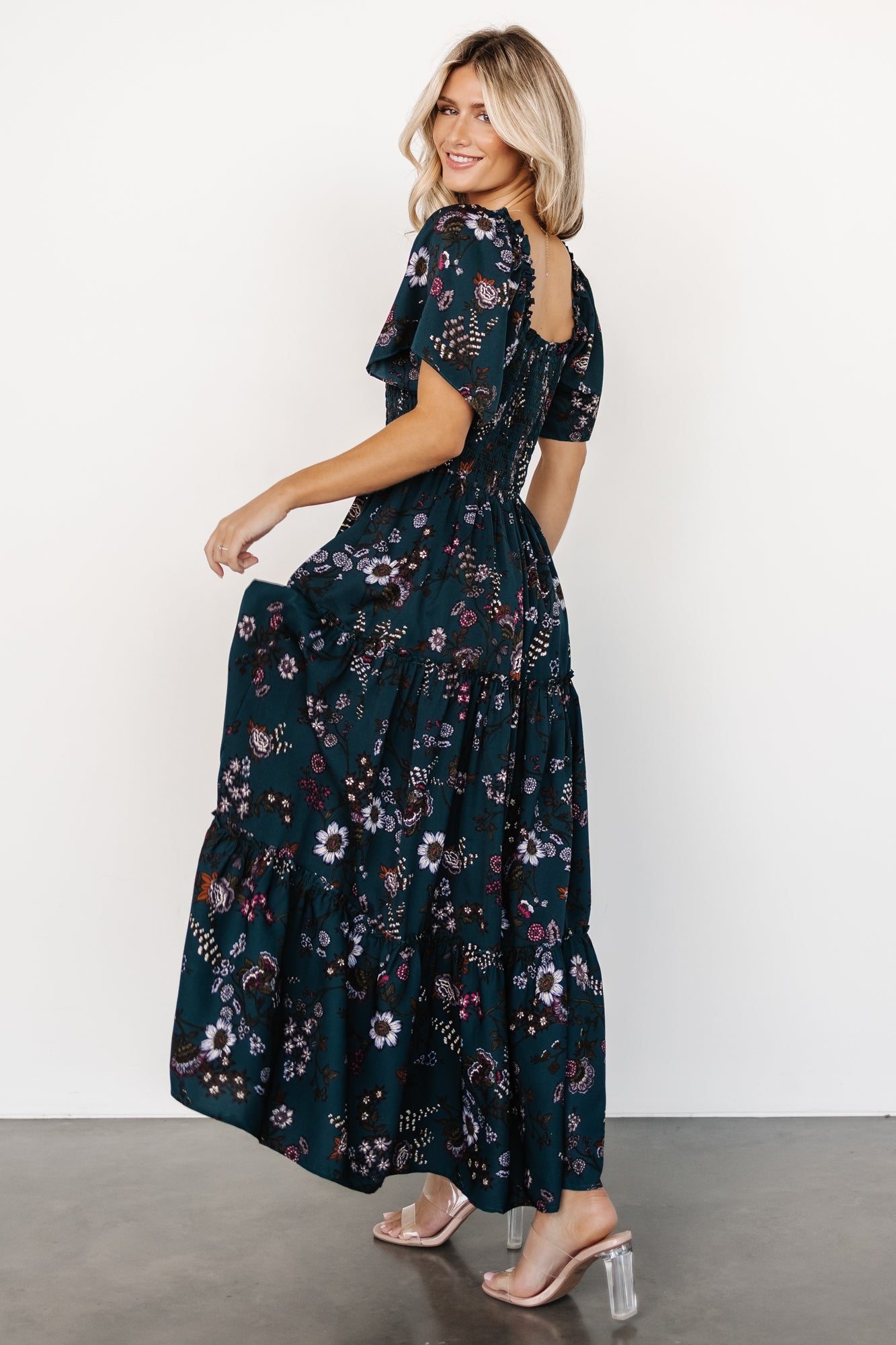 Southampton Smocked Maxi Dress | Jade Blossom