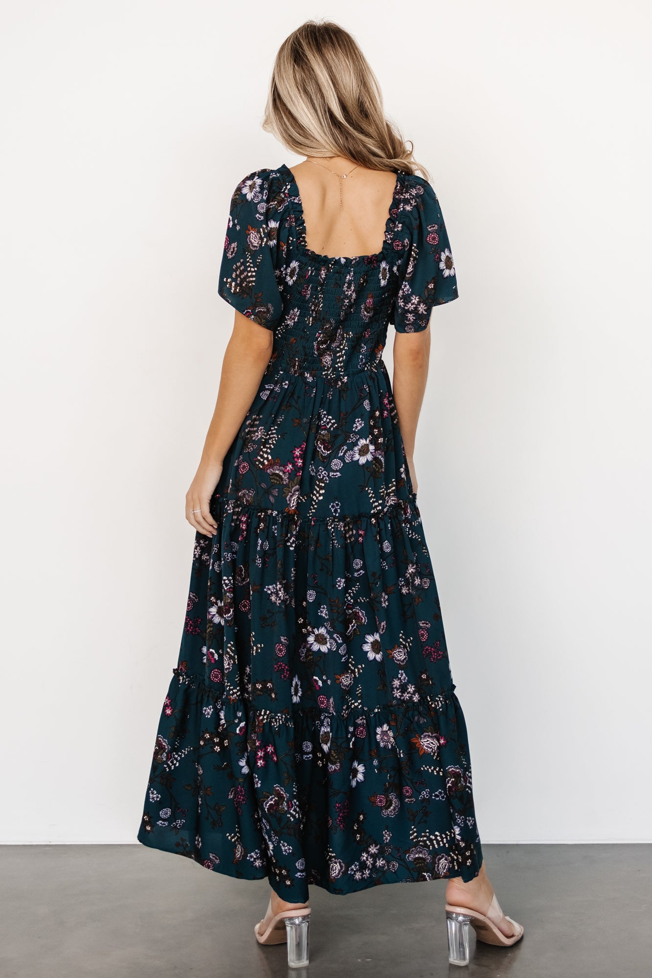 Southampton Smocked Maxi Dress | Jade Blossom