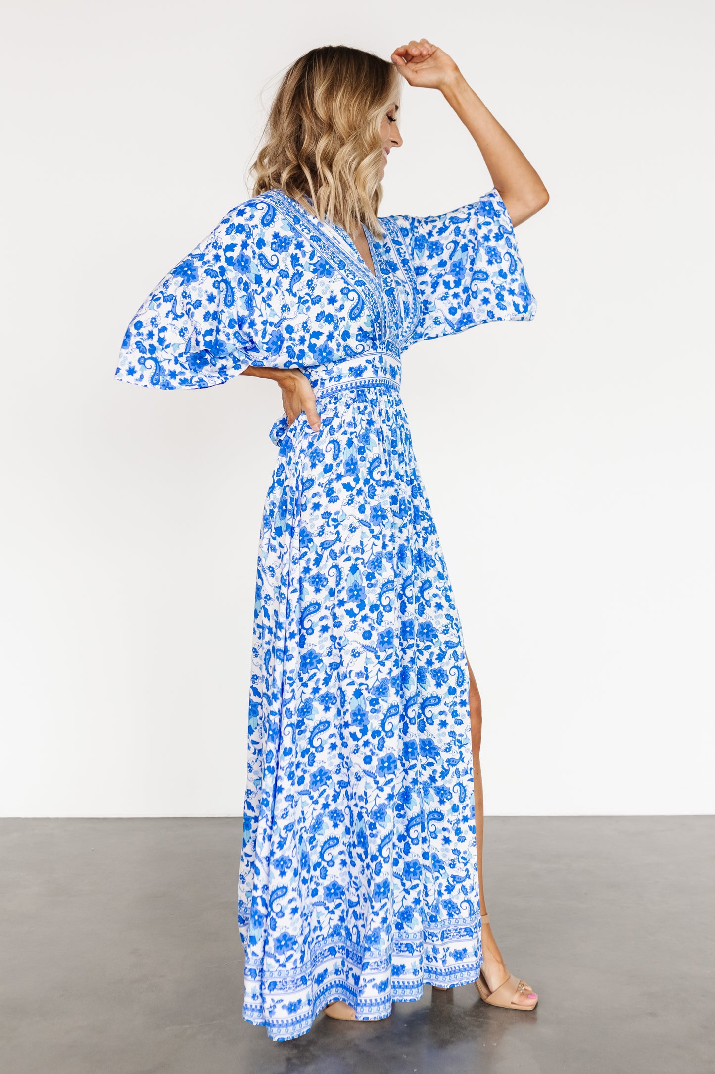 Watson Kimono Maxi Dress | Blue + White