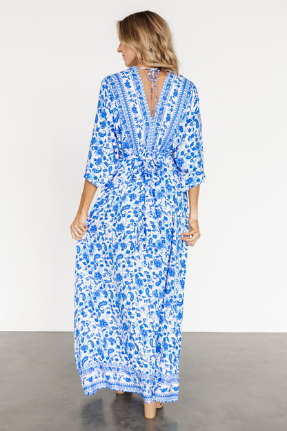 Watson Kimono Maxi Dress | Blue + White