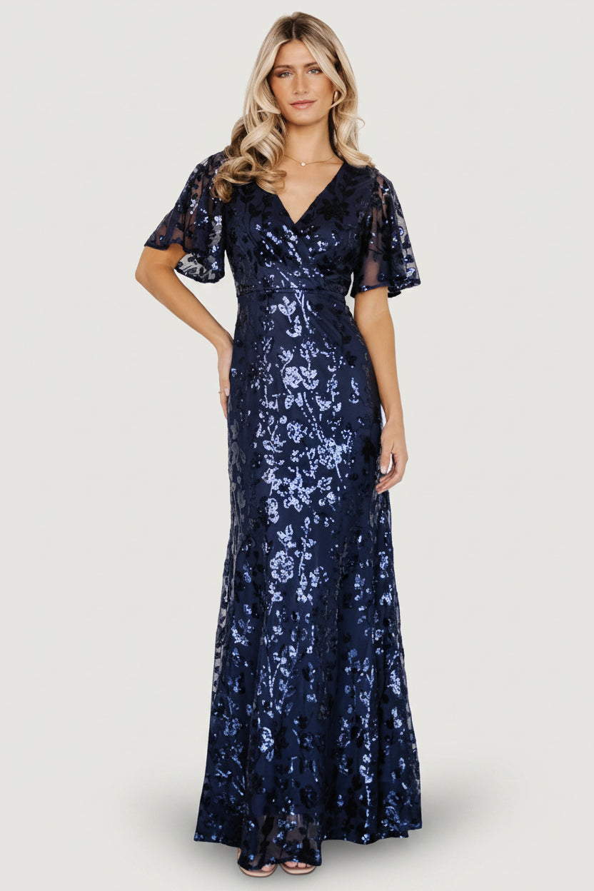 Baltic Born Womens Esme Sequin Dress | Navy