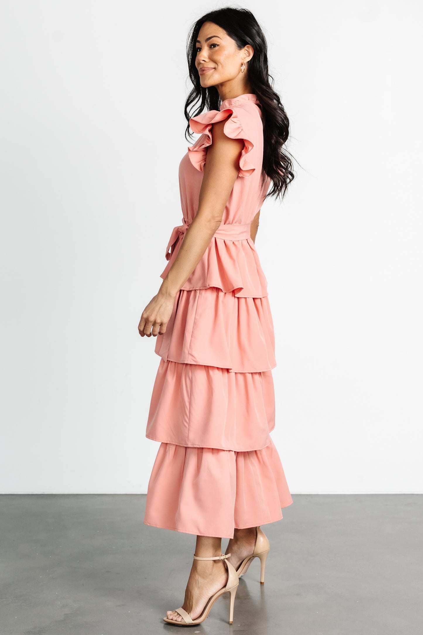 Chrysanthi Tiered Dress | Dusty Coral