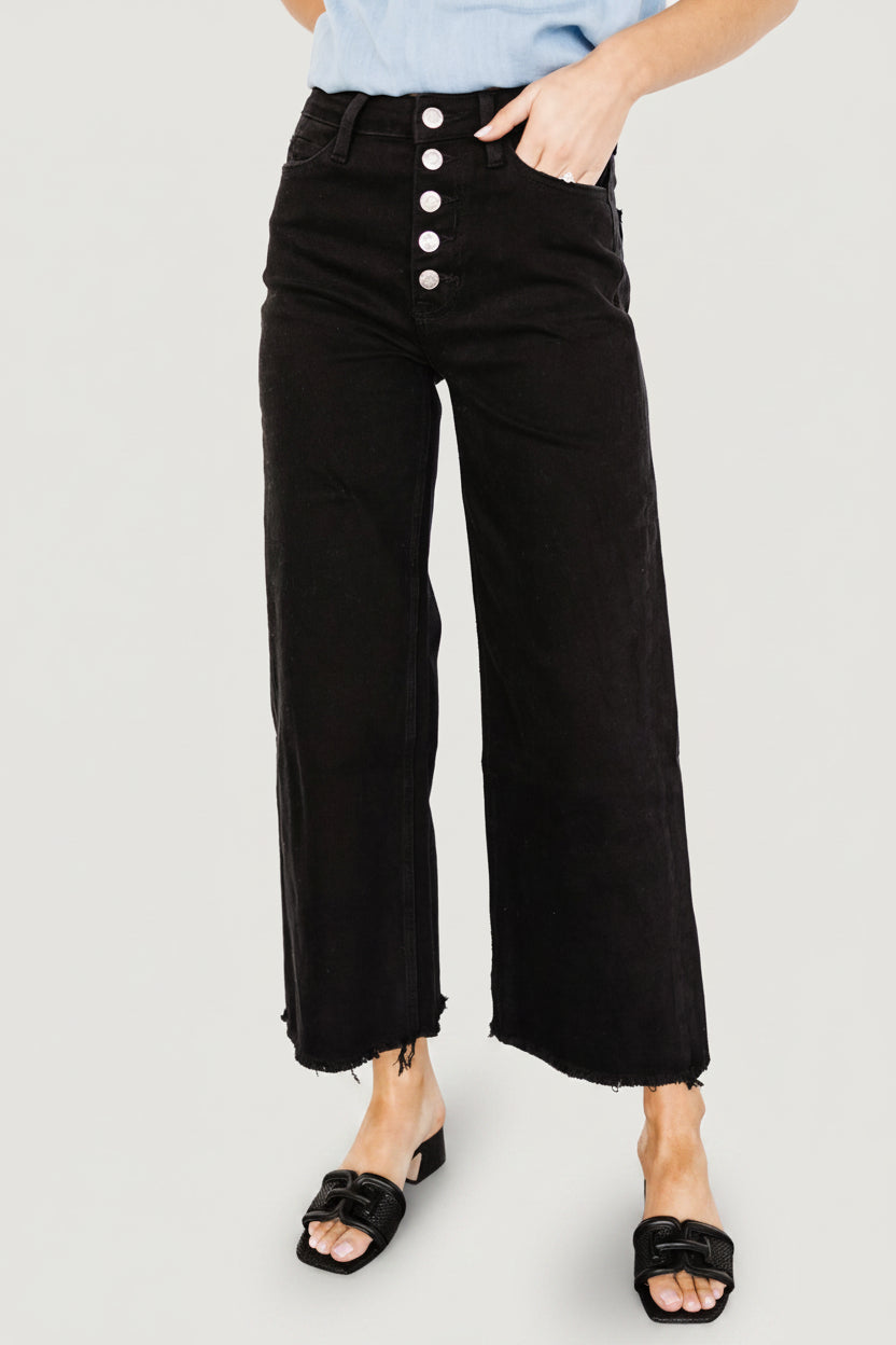Georgie High Rise Wide Leg Jeans | Black