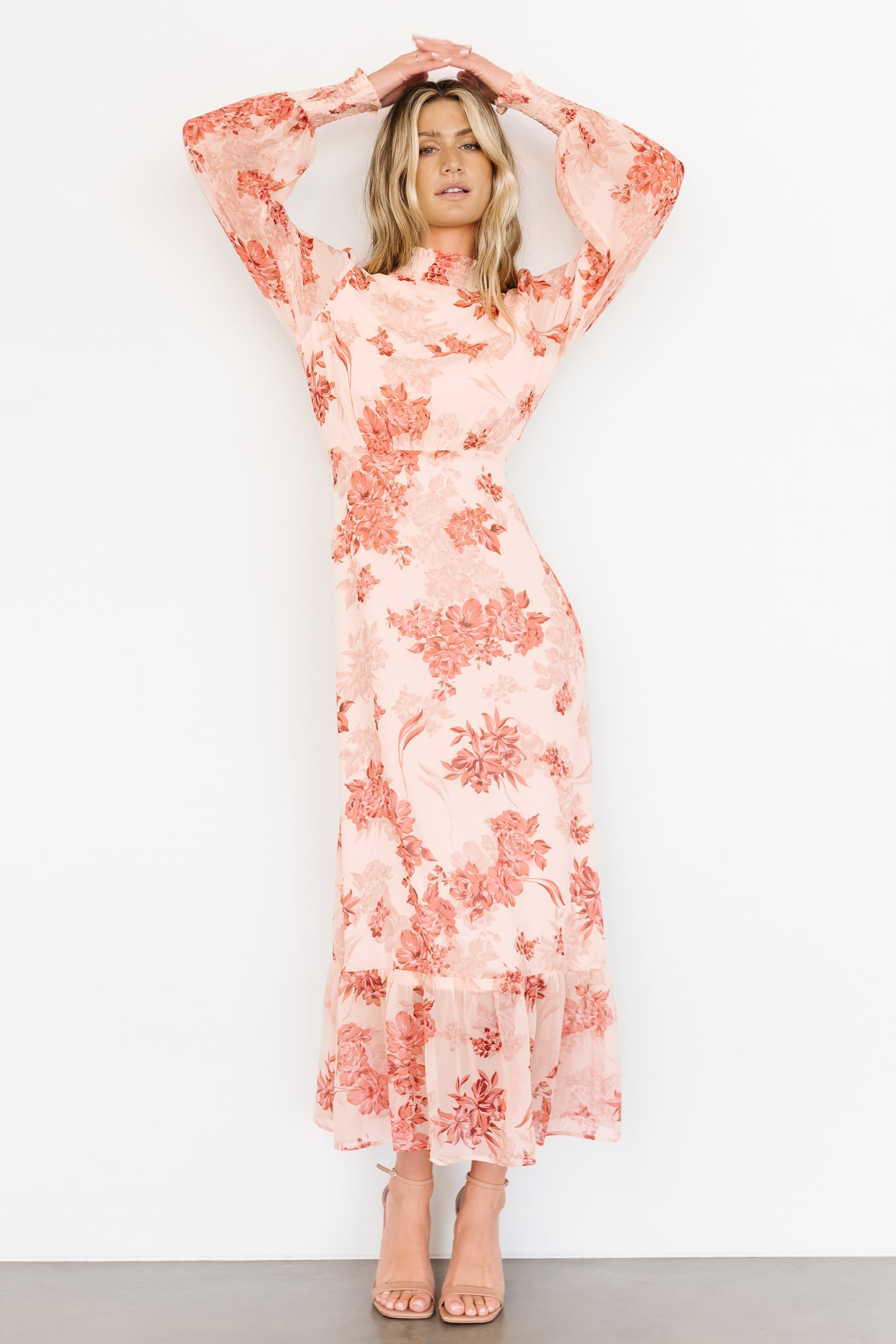 Baltic Born Womens Luciana Maxi Dress | Beige + Rose | Size: XS Baltic Born Womens Luciana Maxi Dress | Beige + Rose | Size: XS
