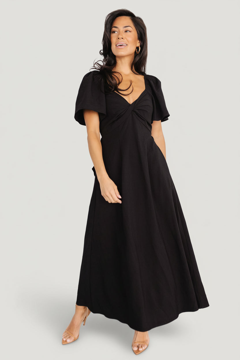 princess polly baby blue dress Long Sleeve Crystal Design Maxi Dress Black main image 1