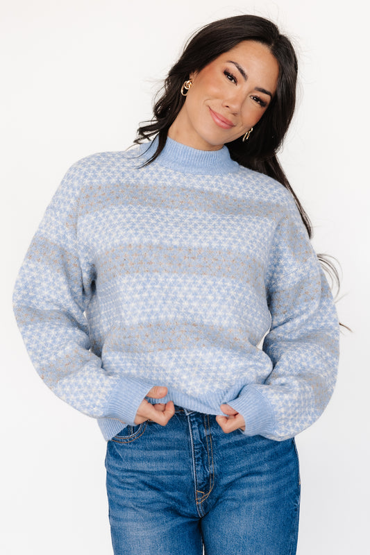 Henry Knit Sweater | Blue + Mocha