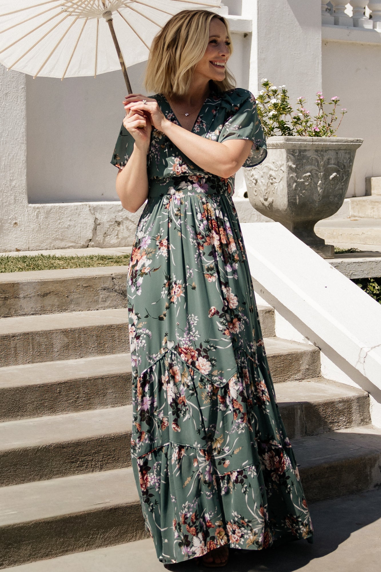 Baltic Born Womens Katherine Maxi Dress | Dusty Green Floral | Size: 1XL Baltic Born Womens Katherine Maxi Dress | Dusty Green Floral | Size: 1XL