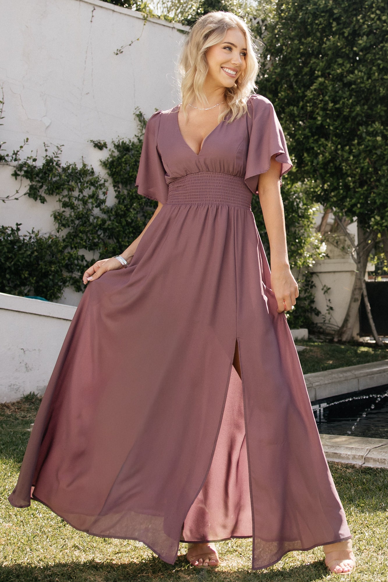 Baltic Born Womens Verona Smocked Maxi Dress | Vintage Plum | Size: XS Baltic Born Womens Verona Smocked Maxi Dress | Vintage Plum | Size: XS