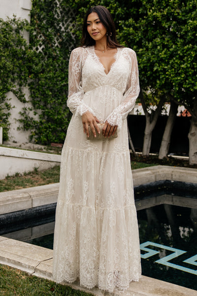 Baltic Born Womens Gloria Lace Maxi Dress | Vintage Cream