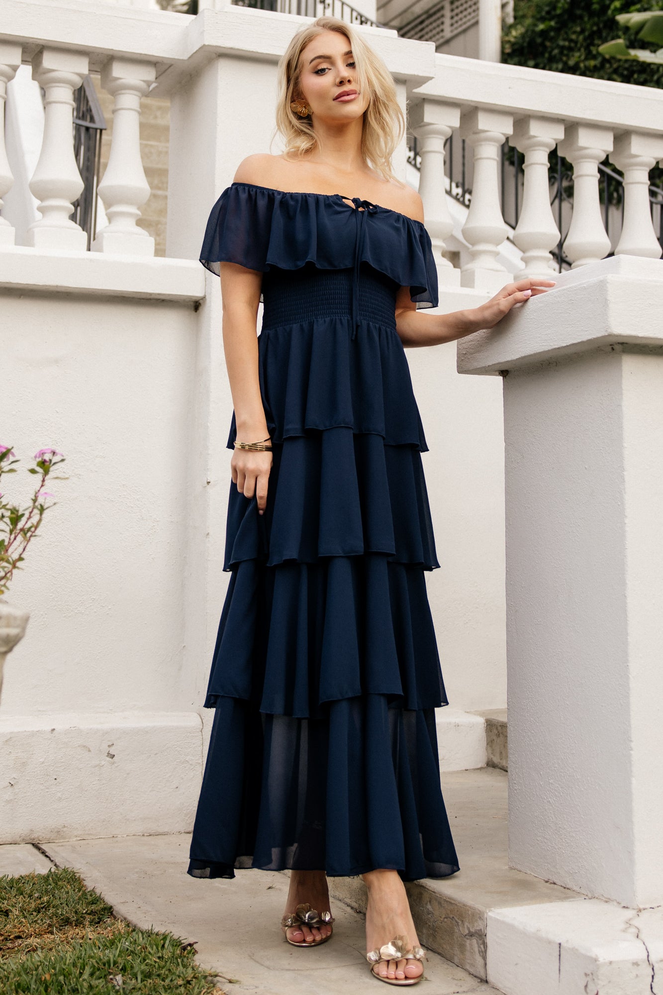 Carina Off Shoulder Maxi Dress | Navy