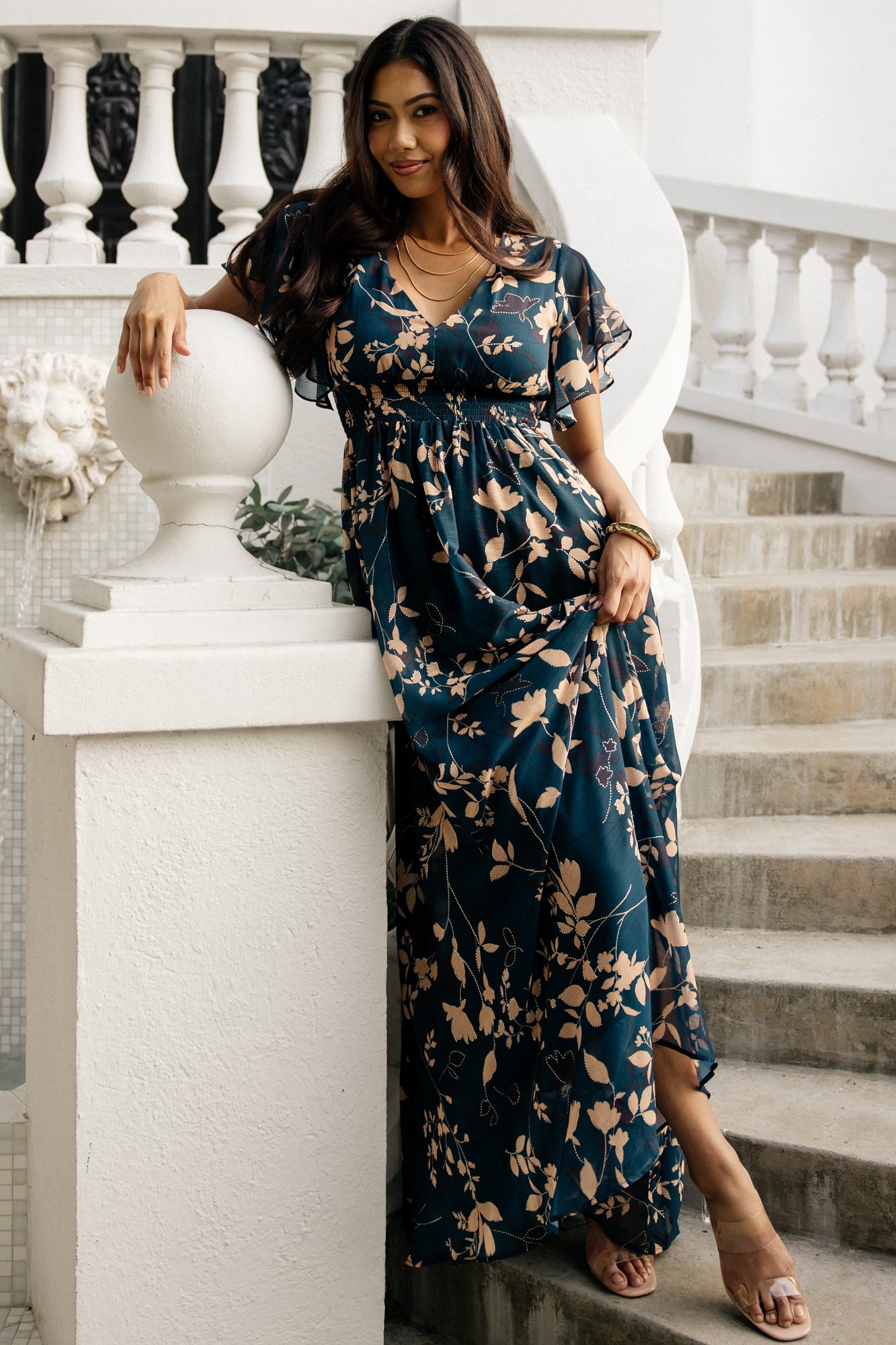 Lynlee Metallic Maxi Dress in Topaz Metallic