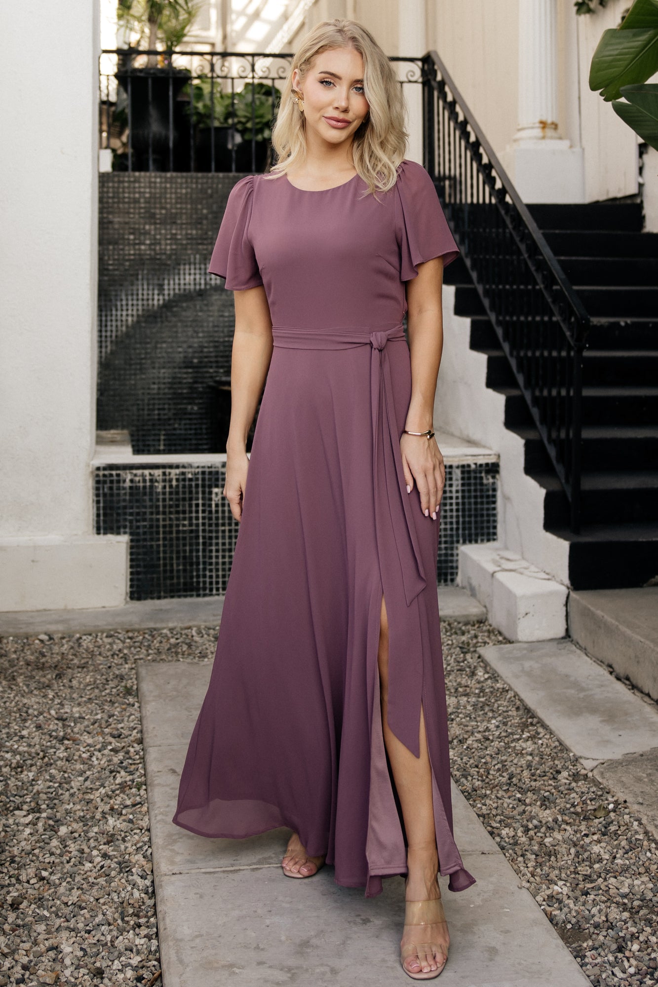 Baltic Born Womens Naomi Short Sleeve Maxi Dress | Vintage Plum | Size: Small Baltic Born Womens Naomi Short Sleeve Maxi Dress | Vintage Plum | Size: Small