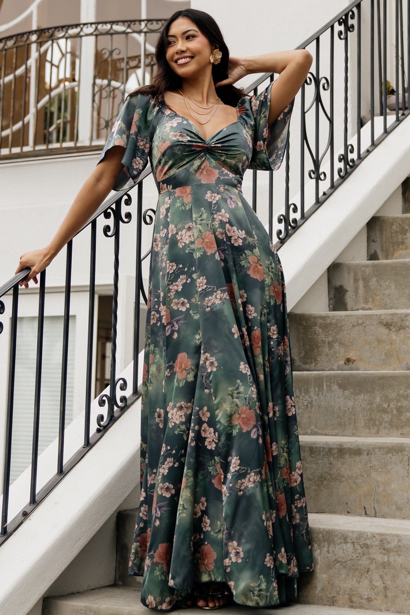 Baltic Born Womens Caterina Maxi Dress | Dark Green Floral | Size: XS Baltic Born Womens Caterina Maxi Dress | Dark Green Floral | Size: XS