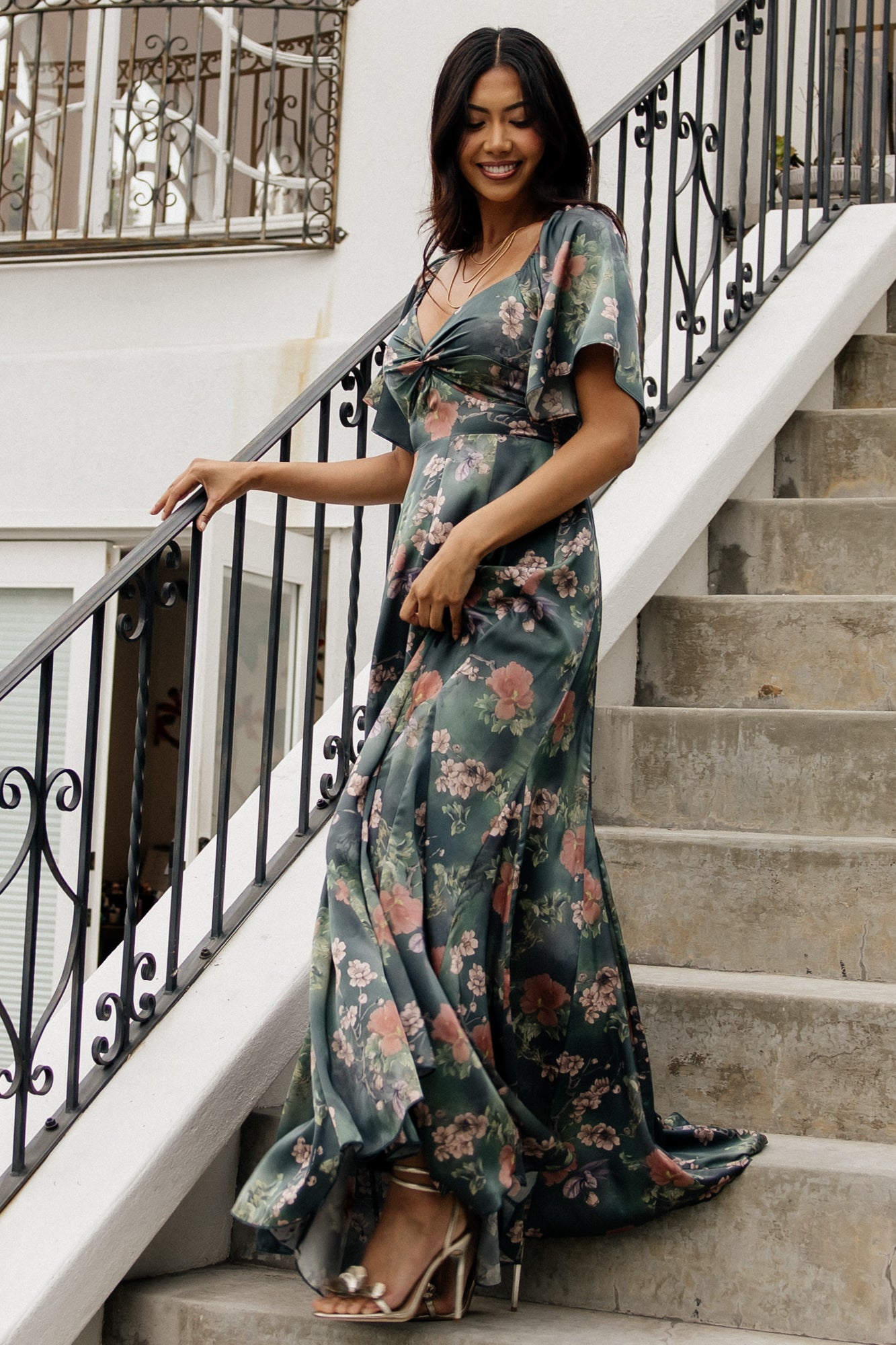 white christmas dresses Frederica Plunge Maxi Dress Forest Green main image 0
