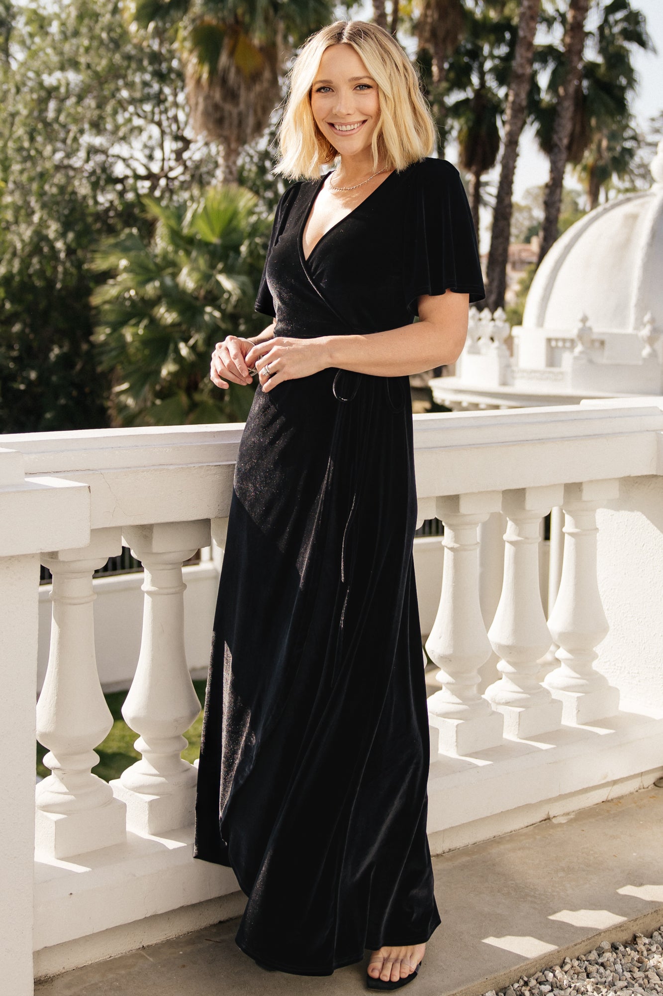 Baltic Born Womens Katelyn Velvet Maxi Wrap Dress | Black