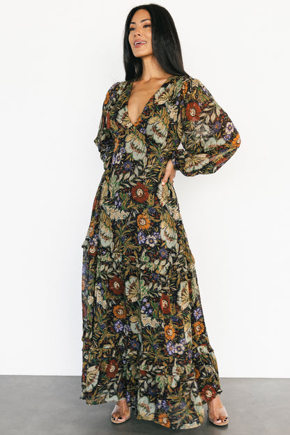 Bowman Deep V Maxi Dress | Multi Floral