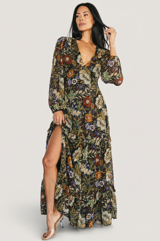 early autumn long sleeve v neck print maxi dress Early Autumn Fall New Look Autumn Dresses ZOELNIC Women's Fall Long Sleeve Maxi Dress Boho Floral