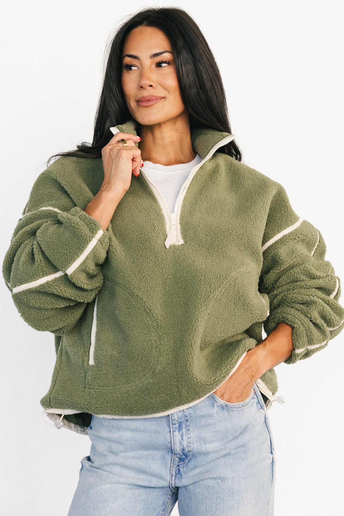 Holly Half Zip Pullover | Dark Sage